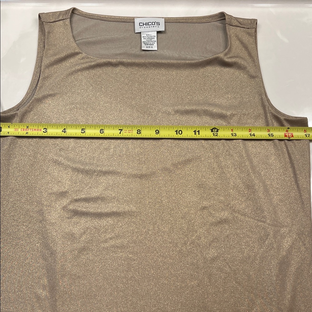 Chico's Travelers Metallic Gold Shell, Cami, Tank - Picture 6 of 7
